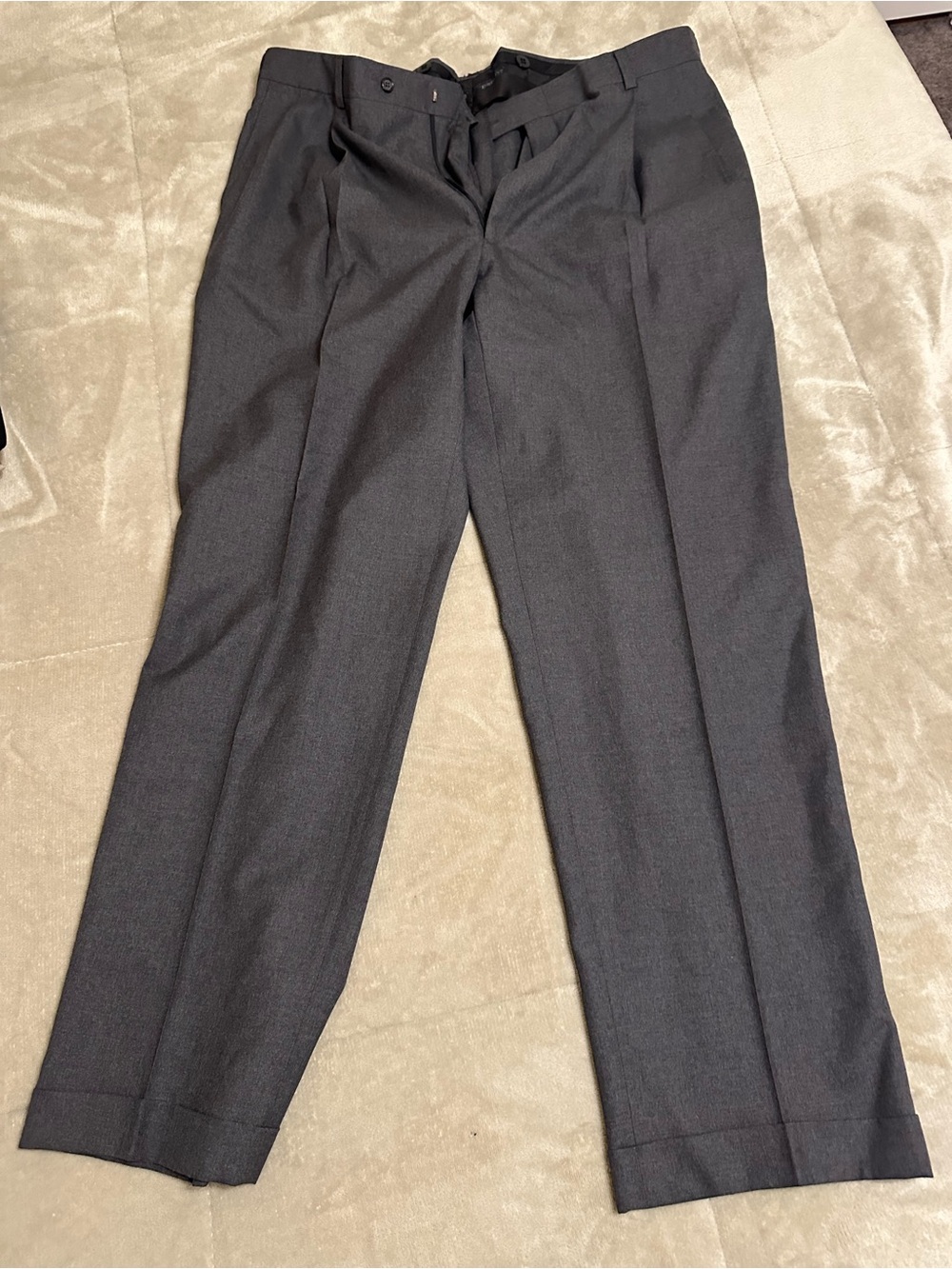 Burberry Men's Classic Super 100’s Wool Dress Pants - Charcoal Gray